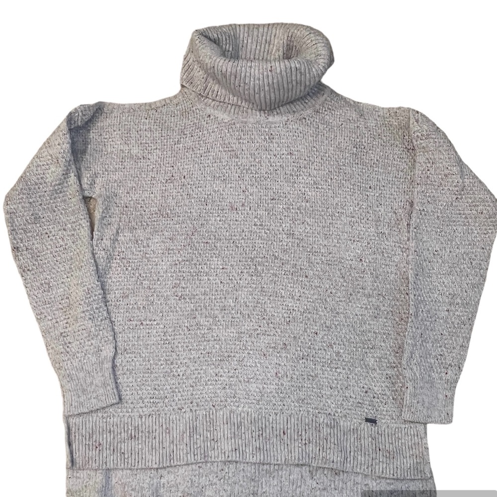 Hollister Knitted Turtle Cotton Neck Cold Shoulder Sweater Size S Beige
